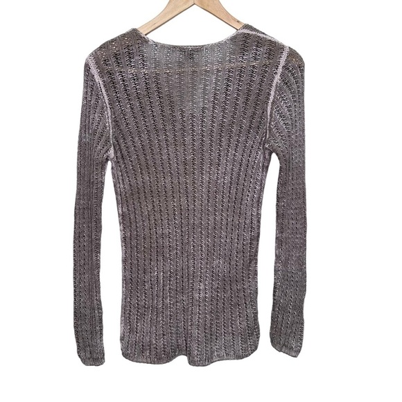 Tommy Bahama Tan Knit Linen Vneck Long Sleeve Shirt Size XS Neutral Classic - Picture 2 of 10